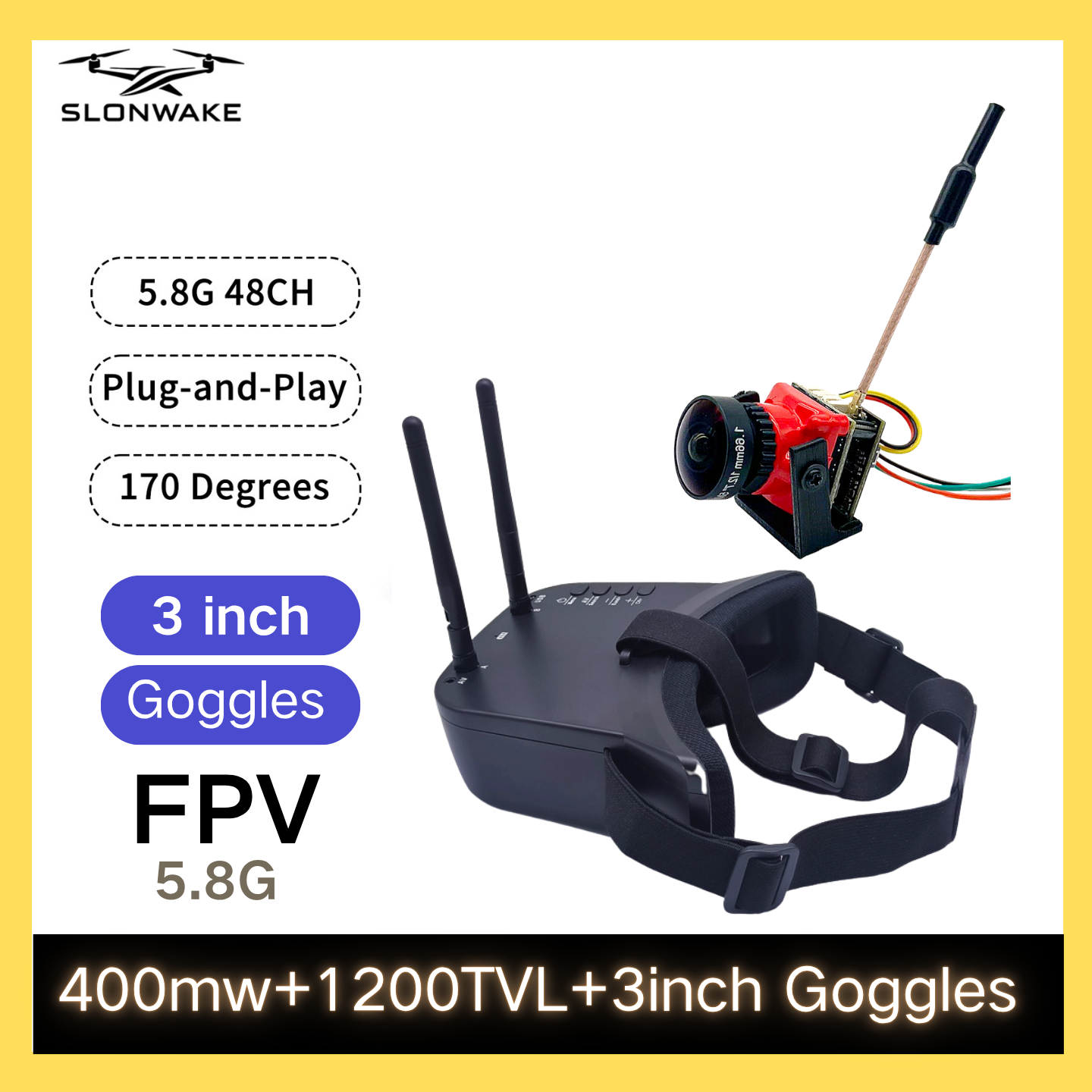 SLONWAKE 5.8G 48CH FPV 400mw V - Drone Rc Racing ulasan dan harga