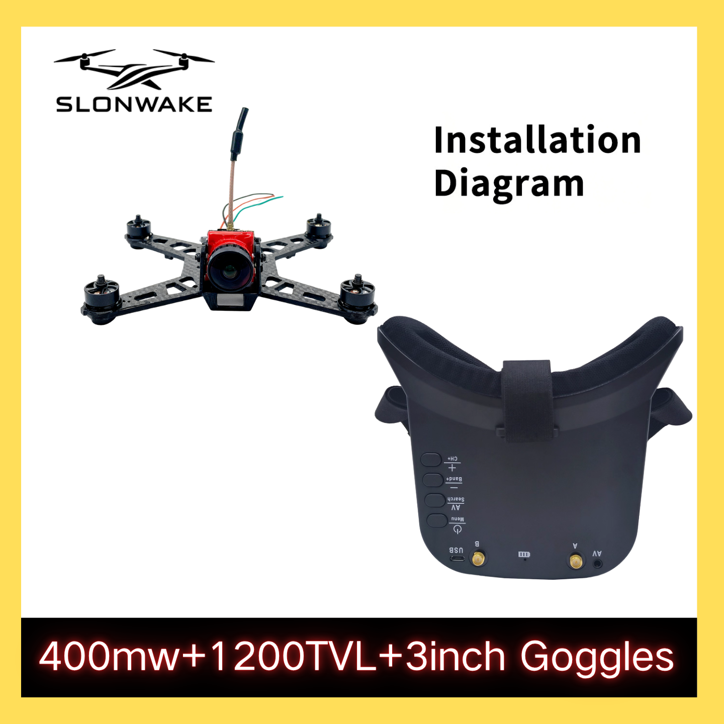 SLONWAKE 5.8G 48CH FPV 400mw V - Drone Rc Racing ulasan dan harga