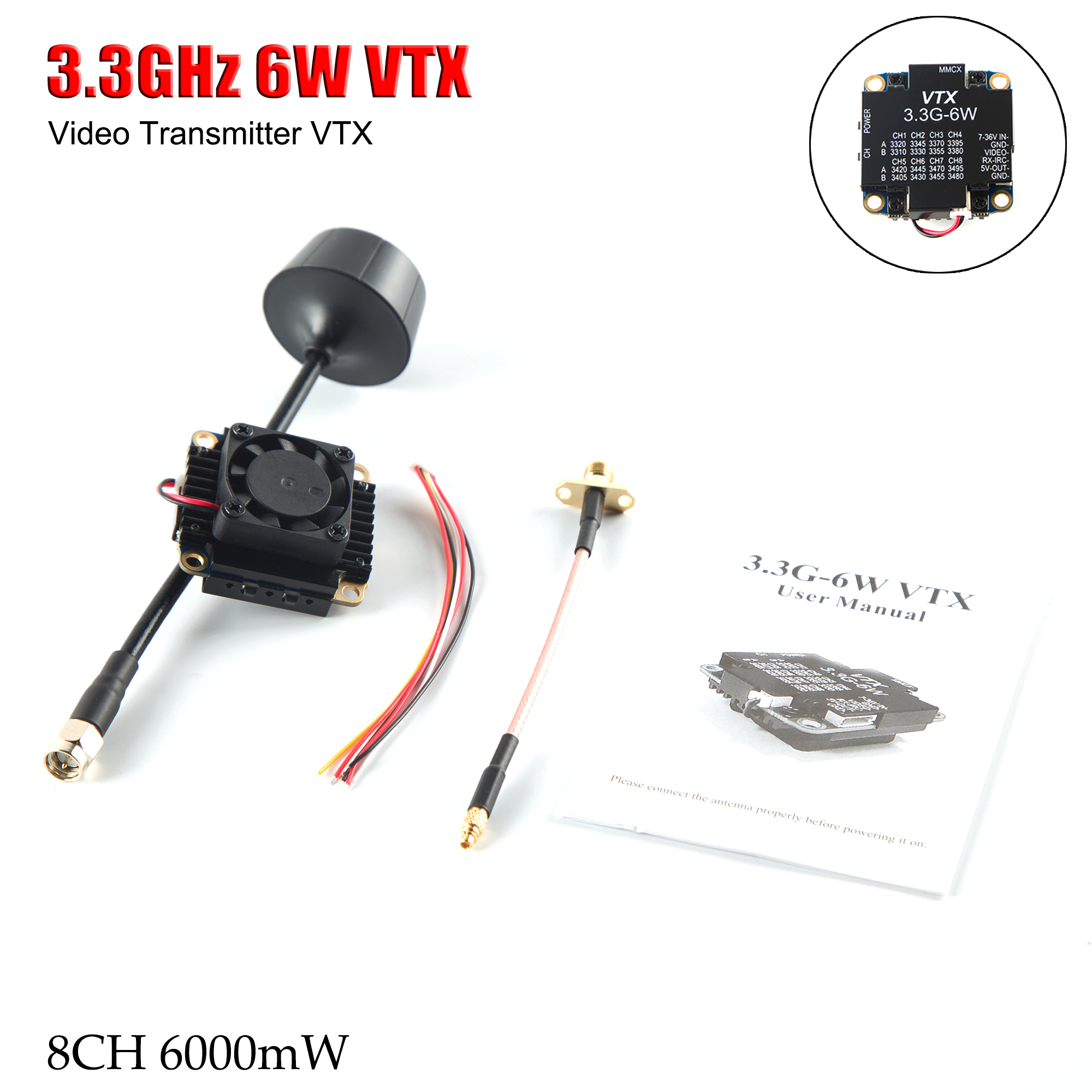 FPV Video Transmitter 3.3G 6W  - Drone Rc Racing ulasan dan harga