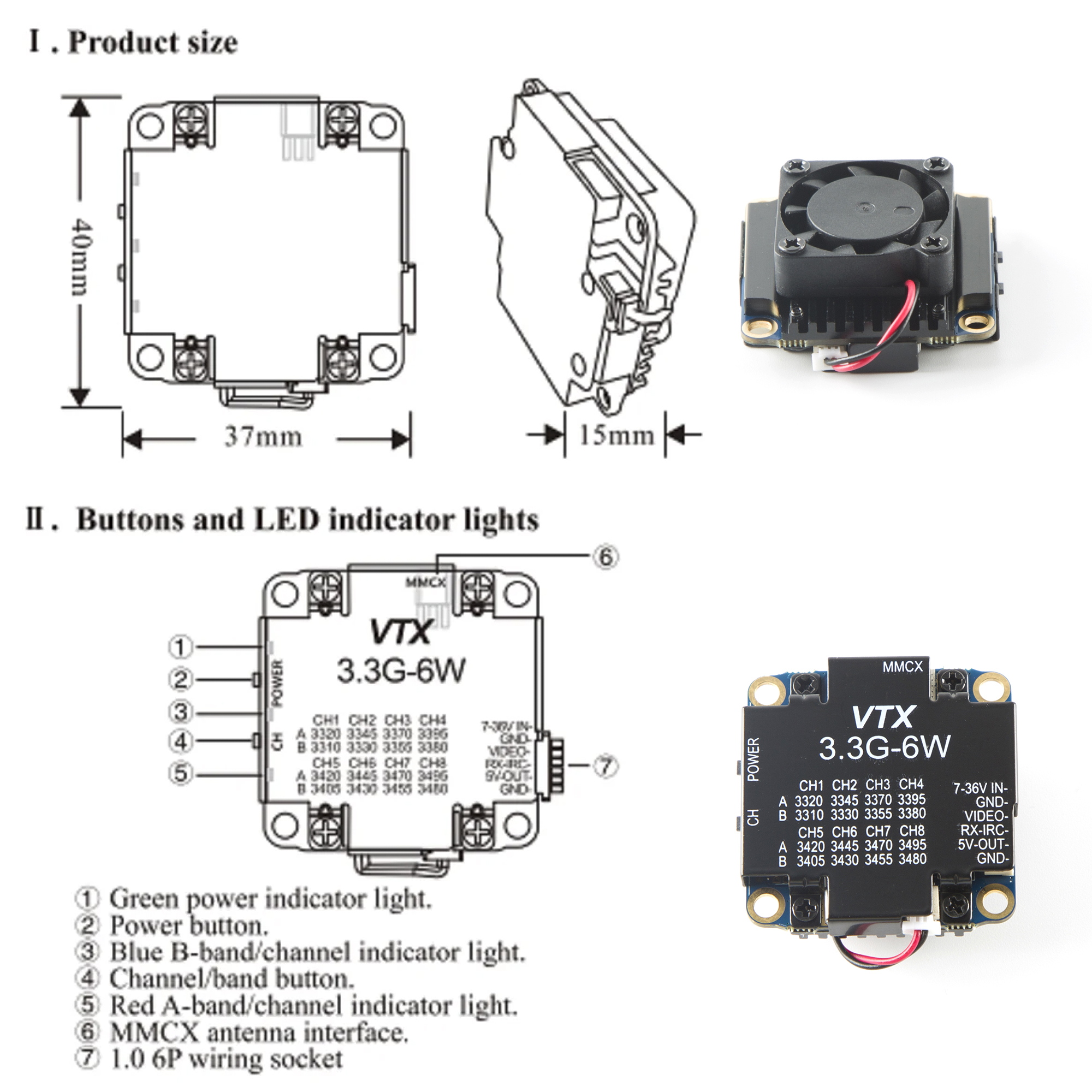 FPV Video Transmitter 3.3G 6W  - Drone Rc Racing ulasan dan harga